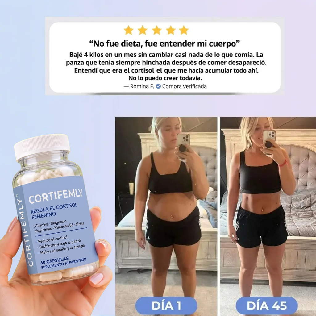 CORTIFEMLY | Reduce el cortisol, la hinchazon, el estrés y la ansiedad.